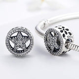 925 Sterling Silver Brightest Star Dazzling CZ Bead Charm For Women Snake Bracelet Charm