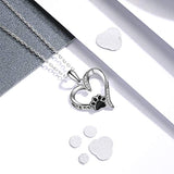 Pet Cat Dog Paw Print Necklace - 925 Sterling Silver Jewelry Cute Paw in Heart Pendant for Women
