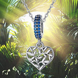 Tree of Life Family Pendant in Sterling Silver with Zircon and Heart Tree Pendant Can Used in Beaded Bracelet and Necklace