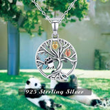 Lovely Panda  Animal Necklace,925 Sterling Silver Tree of Life Panda Pendant Jewelry Necklace For Women
