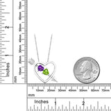 Purple Amethyst and Green Peridot 925 Sterling Silver Heart & Arrow Women's Pendant Necklace 0.90 Ct with 18 Inch Silver Chain