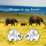 925 Sterling Silver Cute Elephant  Animal Stud Earrings with Crystals For Women
