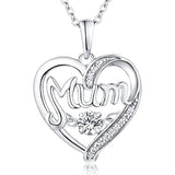 Women's Heart Necklace Sterling Silver Love Mother and Daughter Pendant 14K Rose Gold Jewelry