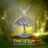 Tree of Life Necklace Celtic 925 Sterling Silver Pendant with CZ, Fine Jewelry Gift for Women Girls