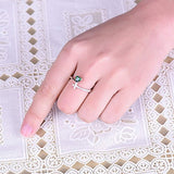 925 Sterling Silver Created Emerald Heart Cross Promise Ring