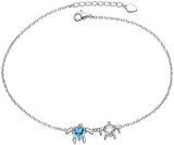Sterling Silver Mom and Baby Turtle Anklet Cubic Zirconia Turtle Jewelry for Women