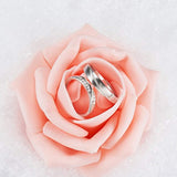 925 Sterling Silver Couple Rings Engraved Frosted and AAA Zircon Platinum Size (Adjustable) for Lovers