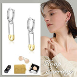 Safety Pin Earrings Jewelry for Women Sterling Silver Safety Pin Dangle Drop  Unique Huggie Hoop Earrings