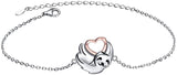 925 Sterling Silver Cute Animal Sloth Heart Bracelet Gift for Women Teen Girls