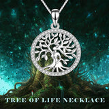 Sterling Silver Tree of Life Necklace Abalone Shell Tree of Life Pendant Necklace for Women Jewelry
