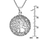 Mystic Celtic Frame Eternal Tree of Life 925 Sterling Silver Pendant Necklace