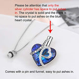 Heart URN Necklace S925 Sterling Silver Engraved Pendant Cremation Necklace for Ashes with Crystal, Fine Keepsake Memorial Jewelry for Ashes