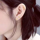14K Gold Plated 925 Sterling Silver Mini Dainty Evil Eye Stud Earrings Ear Studs Cubic Zirconia Jewelry Christmas Gifts for Women
