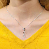 Rhodium Plated Sterling Silver Cubic Zirconia  Infinity Pendant Necklace