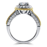 Rhodium and Gold Plated Sterling Silver Round Cubic Zirconia CZ Halo Promise Engagement Ring