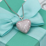 Sterling Silver Urn Pendant Jewelry CZ Heart Cremation Necklace for Ashes - Forever in My Heart