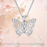 Sterling Silver Butterfly Necklace Cute Celtic Pendant Chain Fashion Jewelry Anniversary Birthday Gift for Mom Women Sisters Teen