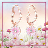 Daisy Flower Heart Hoop Earrings Sterling Silver Cute Flower Dangle Drop Earrings Fashion Jewelry Gift for Women Girls