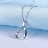 925 Sterling Silver Good Luck  Wishbone Pendant Necklace for Women
