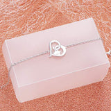 925 Sterling Silver Cute Paw Print Forever Love Heart Bracelet Gift for Women Teen Girls, Box Chain 18