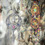 Padlock Dream Catcher Necklaces, 925 Sterling Silver Padlock Dream Catchers Pendant Charm Jewelry for Mothers Day Gifts