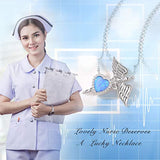 Nurse Necklace with Opal Caduceus Pendant Necklace for Women 925 Sterling Silver Necklace Jewelry Gift for Nurse Doctor Medical Graduate 18+2 Inch Chain with Gift Box