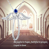 Celtic Knot Necklace S925 Sterling Silver Angles Wings Love Faith Hope Heart Pendant Celtic Knot Jewelry Gifts for Women