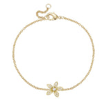 Yellow Gold  plated Cubic Zirconia Flower Dragonfly Bracelet Fashion Jewelry Gifts for Women Girls Adjustable Chain Bracelet with Gorgeous Jewelry Box