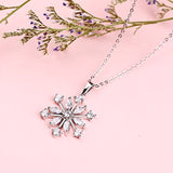 925 Sterling Silver White CZ Winter Frozen Large Snowflake Necklace Pendant