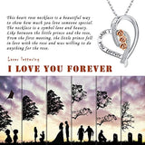 Heart Rose Flower Necklace for Women, Gold Plated 925 Sterling Silver Pendant Jewelry with Cubic Zirconia (Laser Lettering I Love You Forever)