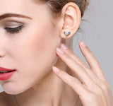 Women's 925 Sterling Silver CZ Multicolor Enamel Rooster Animal Pierced Stud Earrings Clear