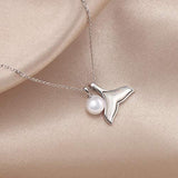 925 Sterling Silver Round Pearl Mermaid Pendant Necklace Gifts for Women