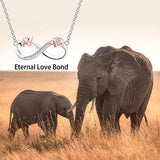 Infinity Pendant Necklace Elephant Jewelry 925 Sterling Silver Lucky Elephant Necklace Valentine Birthday Gift for Women Girl