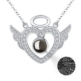 Silver Angel Wings Heart Necklace