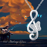 Music Note Butterfly Necklace for Memorial, Music Note Butterfly 925 Sterling Silver Urn Jewelry Pendant,Keepsake Pendant Jewelry for Women