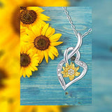 Sunflower Necklace 925 Sterling Silver Heart Pendant Jewelry Anniversary Birthday Gifts for Her Women