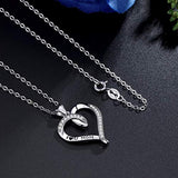 Gift for Mom, 925 Sterling Silver Heat Pendant Necklace Family Love, Mom and Baby in Heart