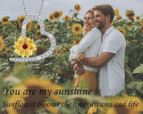 Sunflower Necklace for Mothers Day, You are My Sunshine Necklace Love Heart Pendant Necklaces for Women Girls Gifts Fashion Jewelry with Gift Box for Valentines Day Birthday