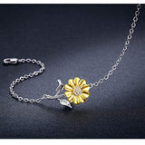 Sunflower Bracelet 925 Sterling Silver Sunflower Jewelry Sunflower Gift Summer Jewelry For Women