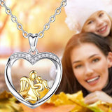 Angel Wing Mom Hold Daughter Sterling Silver Love You Forever Mother And Daughter Heart Pendant Necklace For Mom Grandma Mother Wife
