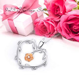 Rose Flower Necklace S925 Sterling Silver Heart Necklace with Rose Flower Necklace Romance for Wife Girlfriend Gifts for Women