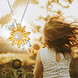 925 Sterling Silver Sunflower Pendant Necklace for Women, You are My Sunshine Jewelry Christmas Gifts for Women Girls