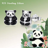 Cut Panda Bear Stud Earrings for Women,925 Sterling Silver Lovely Animal Hypoallergenic Earrings For Women Teen Birthday Festival Gift