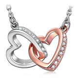 925 Sterling Silver Heart Cubic Zircon Necklace Pendants  for Women