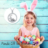 Circle Panda Necklace  for Mother's Day 925 Sterling Silver Cute CZ Circle Panda Pendant for Women  Panda Lover