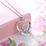 925 Sterling Silver I Love You More Engraved Cute Animal Monkey in Heart Pendant Necklace For Women