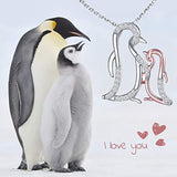 Mother and Daughter Penguin Necklace - 925 Sterling Silver Original Mother's Day Birthday Charms Gifts for Mommy Grandmom and Girls Jewelry Family Present Gift