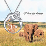 Elephant Mother's Day Jewelry Gifts for Women Wife- Mom & Baby Elephant Animal Pendant Necklace