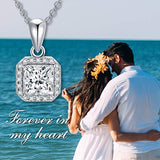 925 Sterling Silver 5A Cubic Zirconia Necklace Solitaire Pendant Necklace for Women