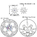 925 Sterling Silver CZ Elegant Winter Snowflake Flower Stud Earrings Clear
